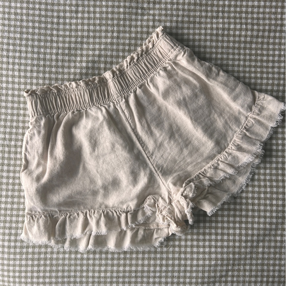 Aerie High Waisted Linen Short (Cream Color)